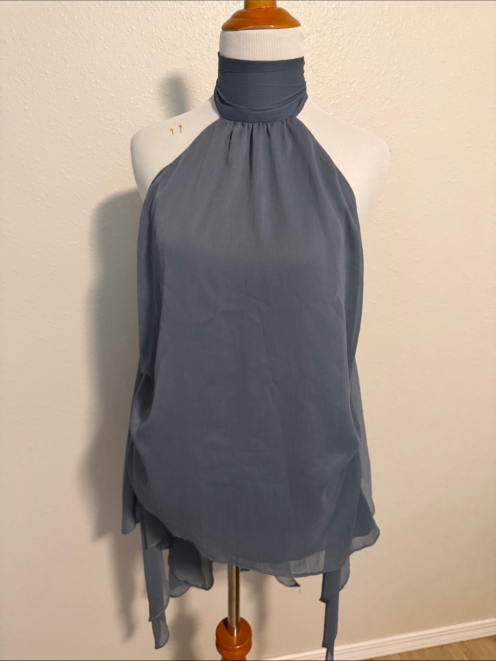 Zara Slate Blue Halter Chiffon Camisole